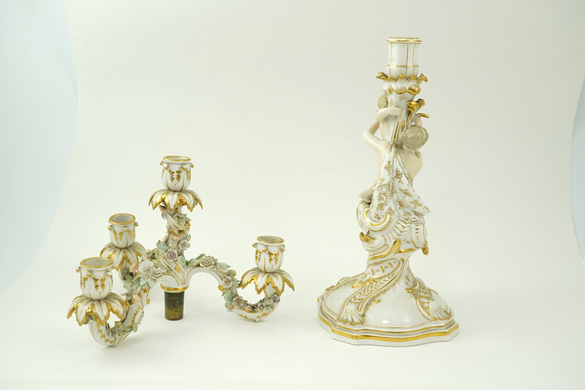 A Meissen figural candelabra, late 19th century